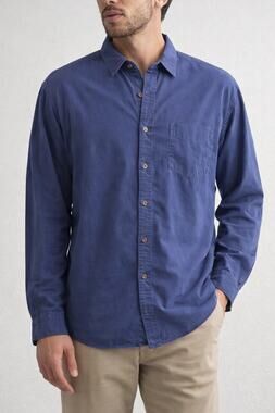 CoastAoro Blue Button Down Shirt Cotton Long Sleeve Pocket Casual L coastal